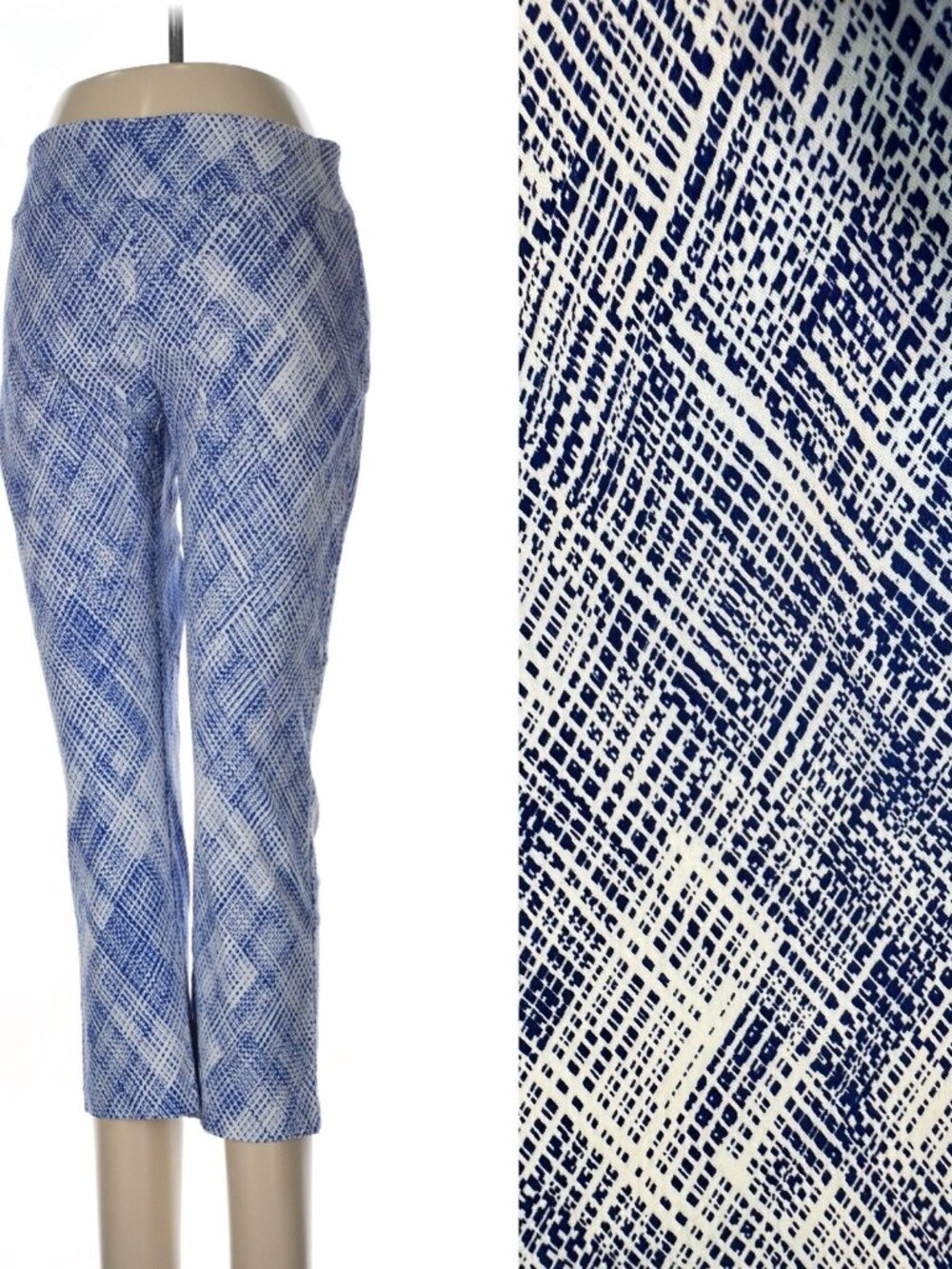 Attyre Woman 6 X 22.5” L Stretch  Pull On Pants Color Blue White Stretch